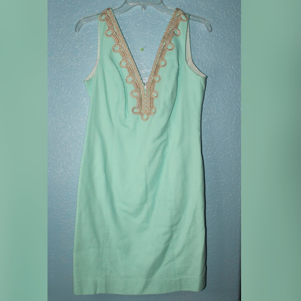 Lilly Pulitzer Mint Green Dress with Gold Trim